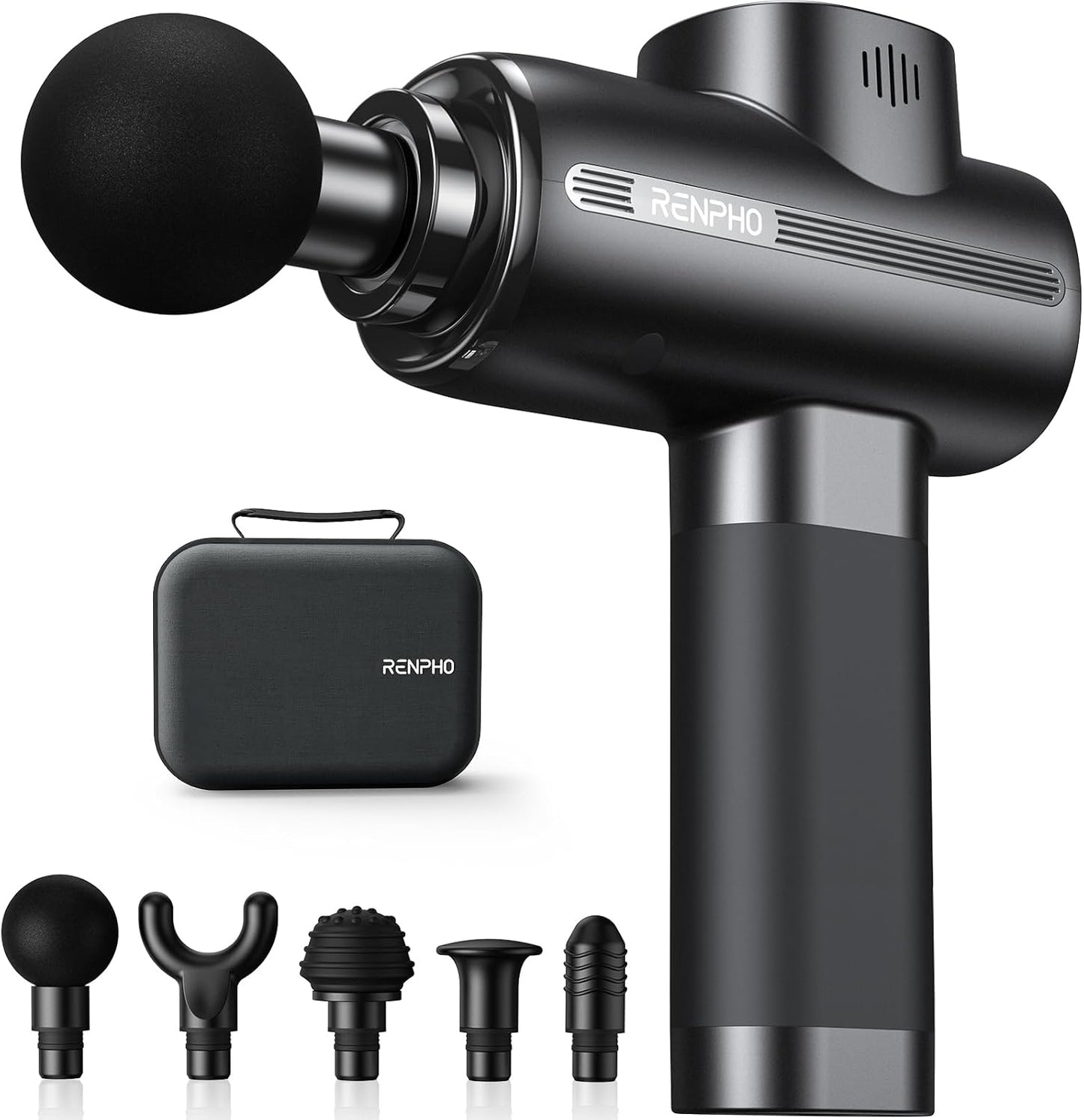 Massagepistole, RENPHO Massage Gun bis zu 3200U/min Massage Gun Massagegerät mit USB C Ladeanschluss zur Linderung von Muskelentspannung, Bestes Geschenk für Familie, Schwarz