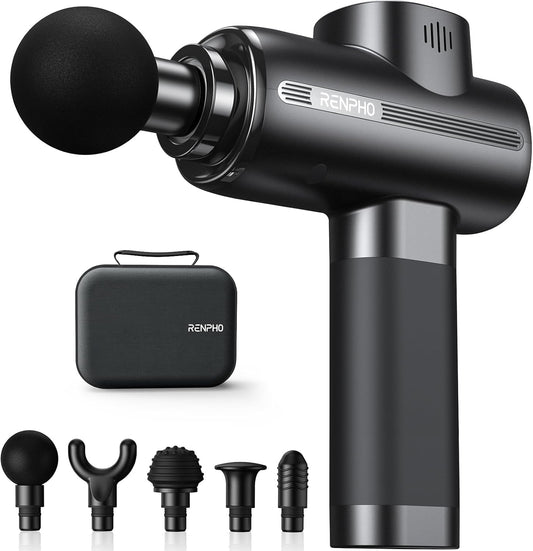 Massagepistole, RENPHO Massage Gun bis zu 3200U/min Massage Gun Massagegerät mit USB C Ladeanschluss zur Linderung von Muskelentspannung, Bestes Geschenk für Familie, Schwarz