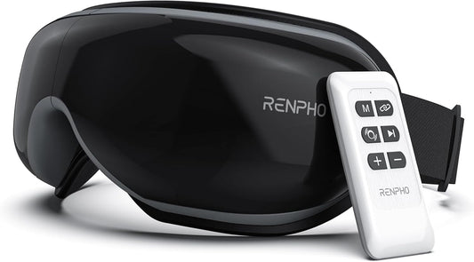 RENPHO Eyeris1 Eye Massager with Heat, Birthday Gifts for Women Men Her Him, Remote Control Kneading Air Compression, Eye Mask Bluetooth Music Reduce Fatigue