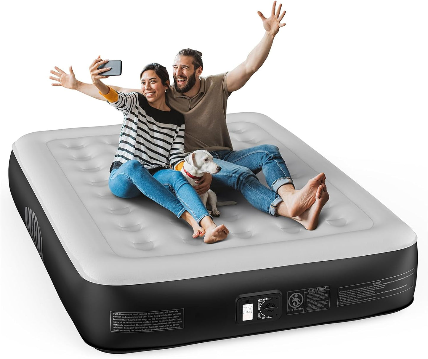Airefina Air Mattress Queen with Built in Pump, Durable & Waterproof Inflatable Mattress with Carry Bag, Self Inflating/Deflating