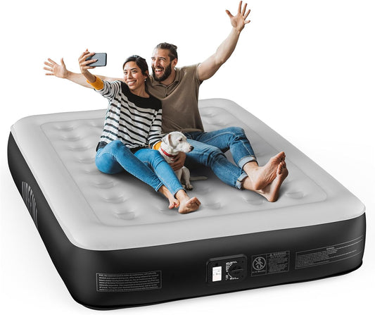 Airefina Air Mattress Queen with Built in Pump, Durable & Waterproof Inflatable Mattress with Carry Bag, Self Inflating/Deflating