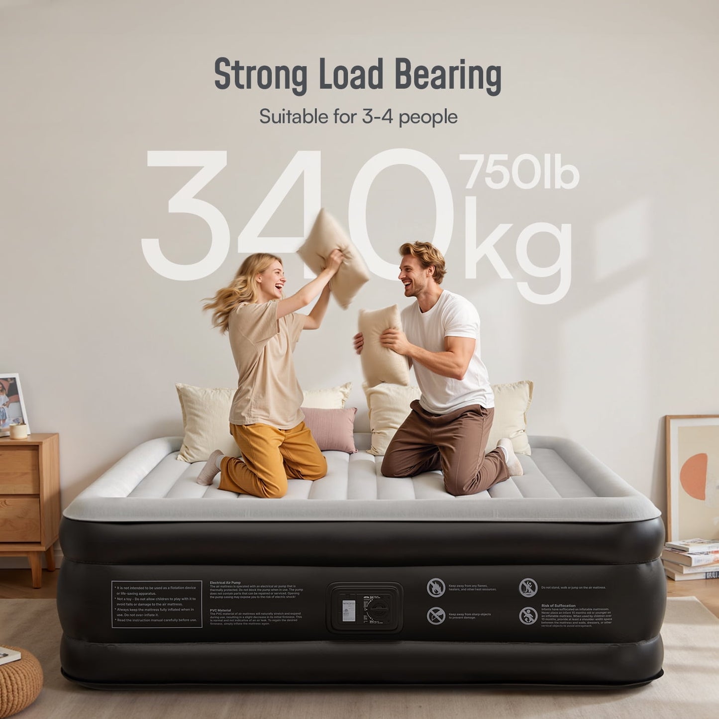 Airefina 20" King Size Air Mattress with Built-in Pump, Quick Self-Inflation/Deflation in 3 Mins, 700lb MAX