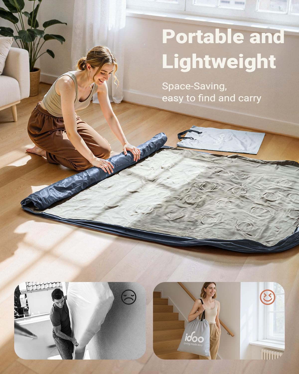 iDOO Inflatable Mattress, Blow Up Mattress, Double Airbed with Built in Pump, Air Bed, Guest Bed Self Inflating with Flocked Surface for Home and Camping 193x137x46cm 295kg MAX