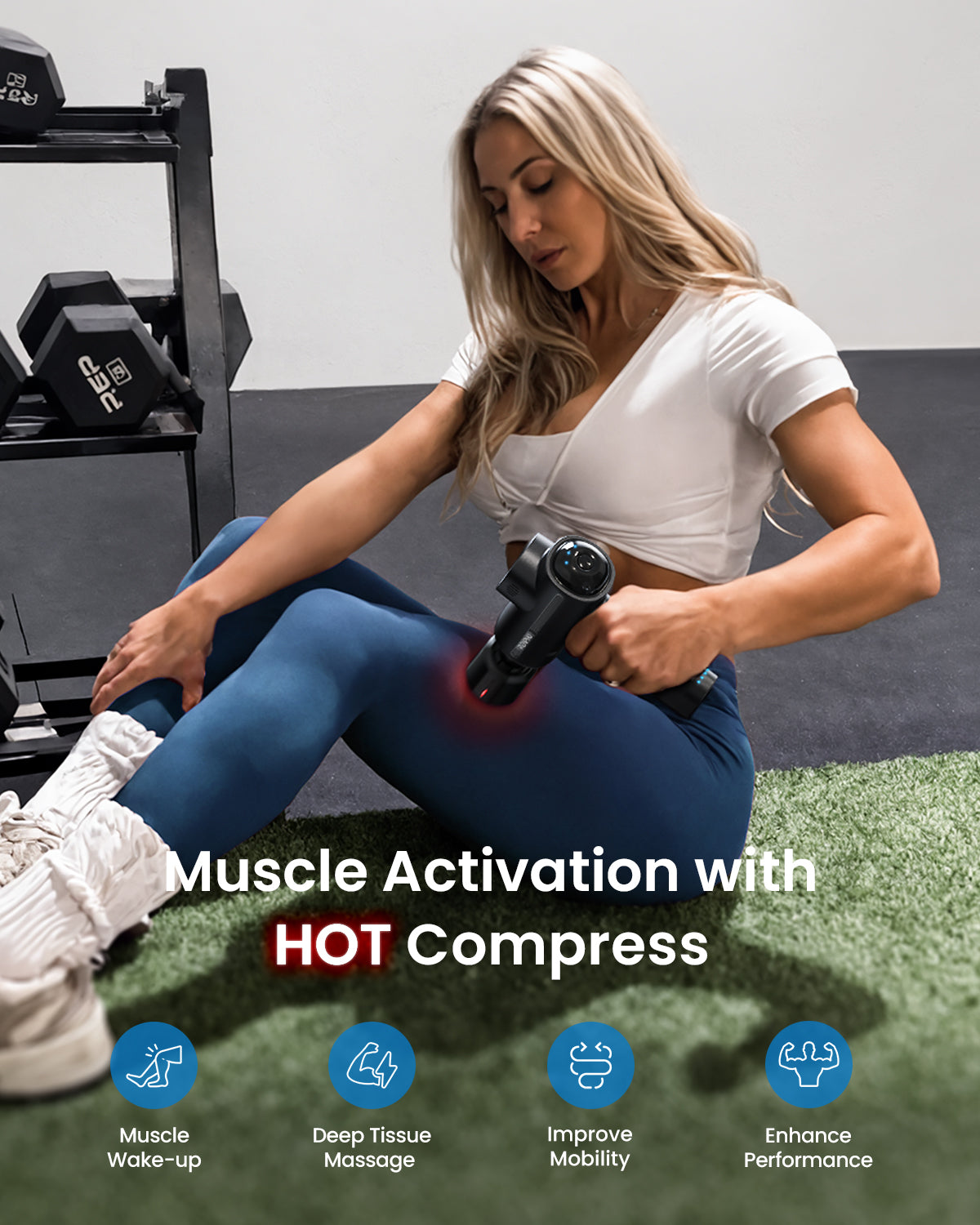 RENPHO Massage Gun Deep Tissue with Charging Stand, Back Massager with Heat and Cold, Percussion Body Muscle Massager for Athletes Pain Relief