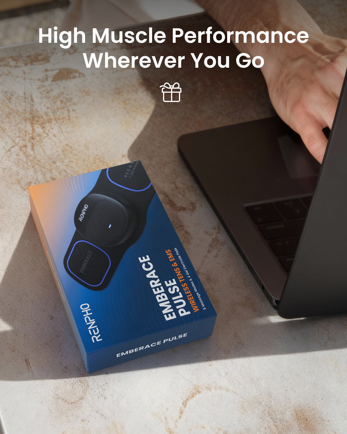 RENPHO Wireless TENS Unit Muscle Stimulator, Portable EMS Muscle Stimulator Machine, Rechargeable TENS Machine Muscle Relaxer for Back, Waist, Shoulders, Legs, 4 Gel Electrode Pads