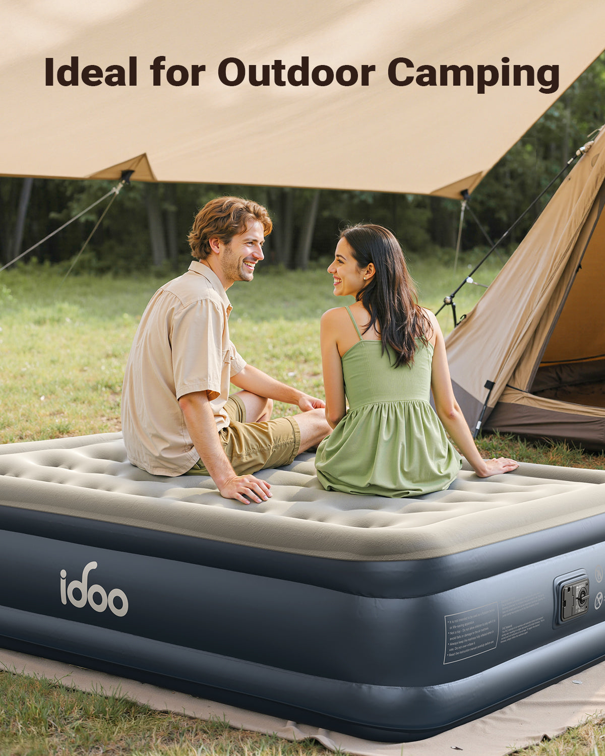 iDOO Inflatable Air Mattress King Size, Air Bed with Built-in Electric Pump, Upgraded Blow Up Mattress in 3 Mins Fast Inflation, Portable Double Airbed for Home Camping Travel 203x152x46cm