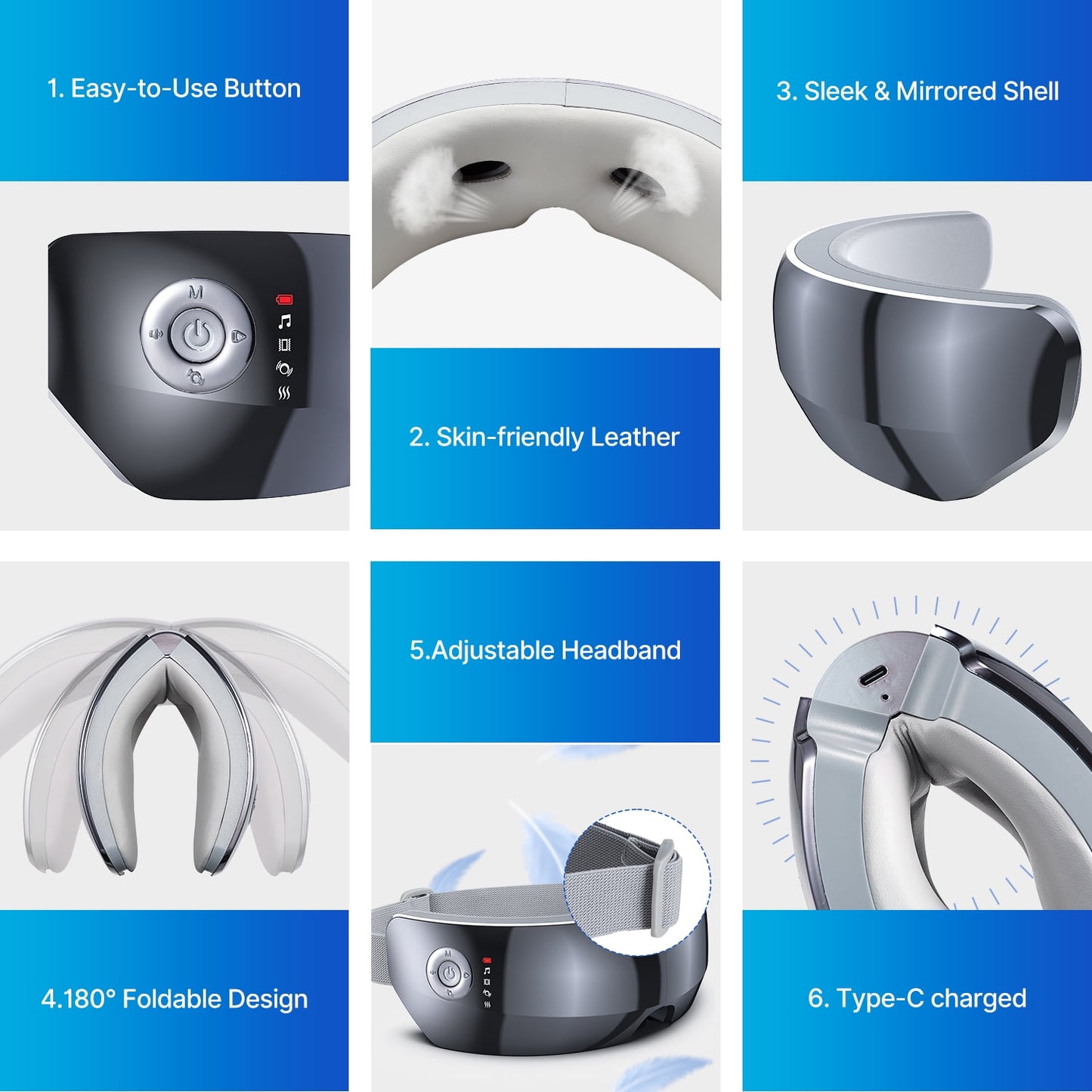 RENPHO Heated Eye Massager Ture View Adaptive Temple Massage for Eye Relax, Improve Eye Blood Circulation