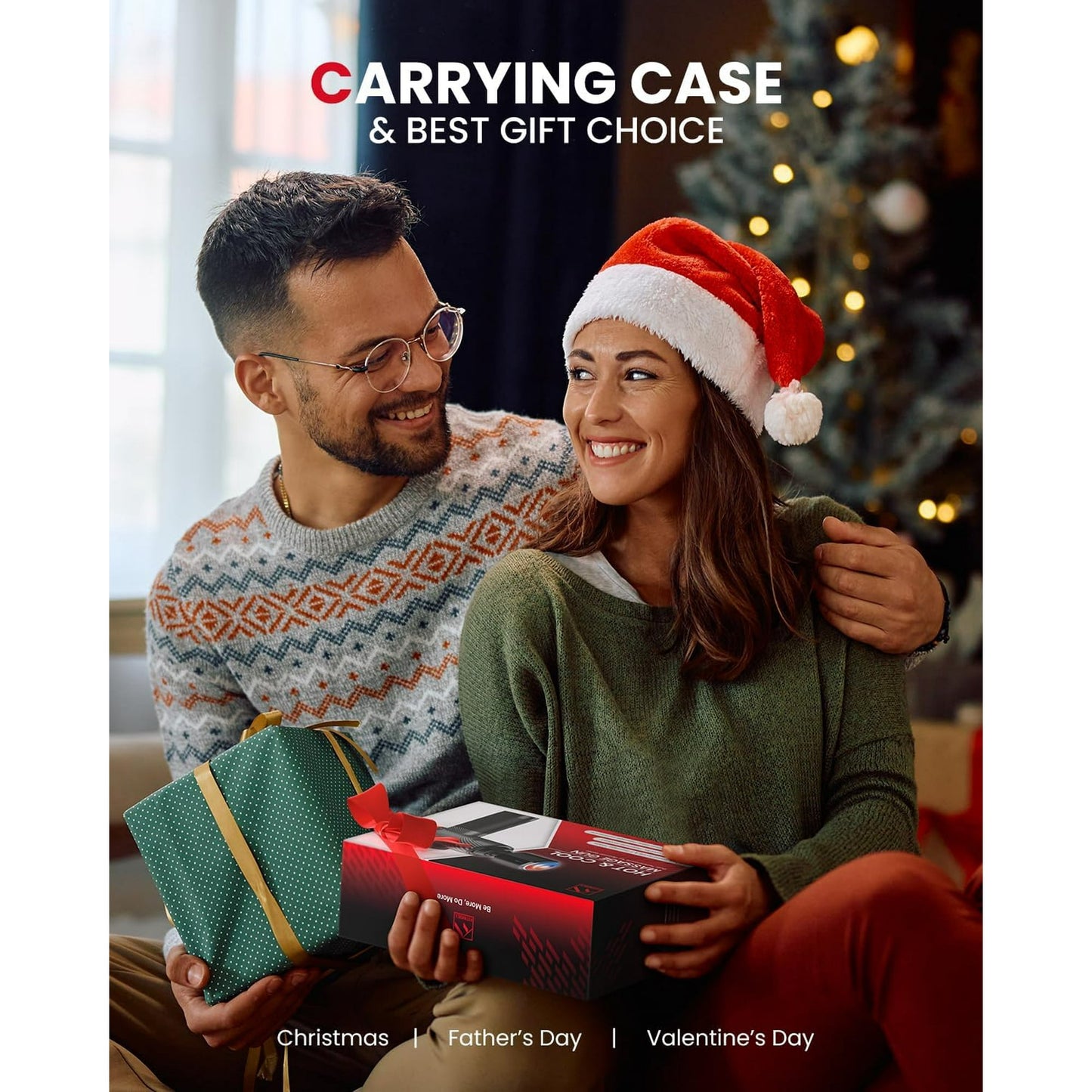 FITINDEX Massage Guns with Heat and Cold, Deep Tissue Back Massager Gun for Muscle, FSA HSA Eligible, Body Neck Massagers for Pain Relief, Christmas Gift for Men Portable