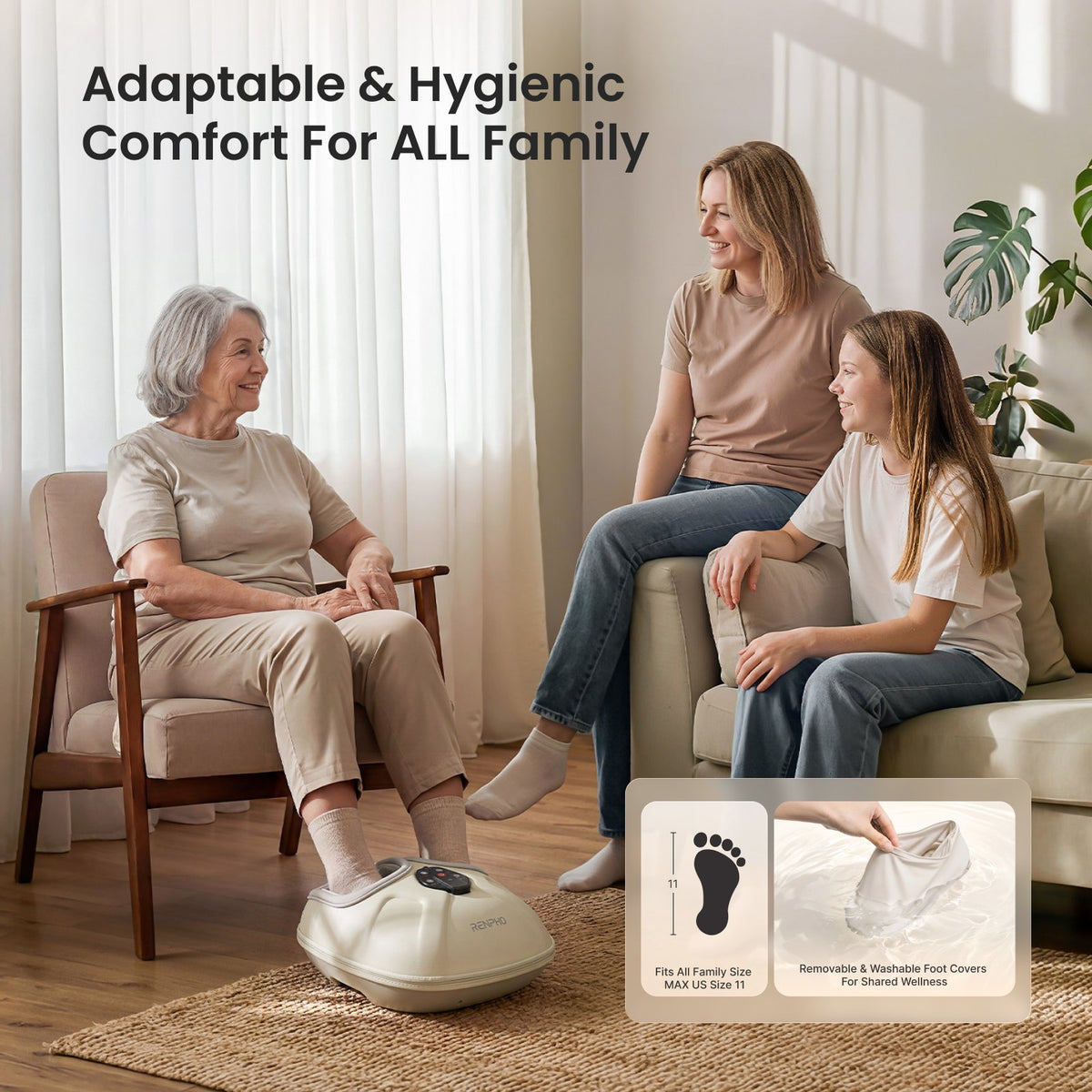 RENPHO Foot Massager with Heat Shiatsu Foot Massager Machine for Neuropathy Pain and 10 Air Compression for Kneading, Fsa Hsa Eligible, Gifts for Women