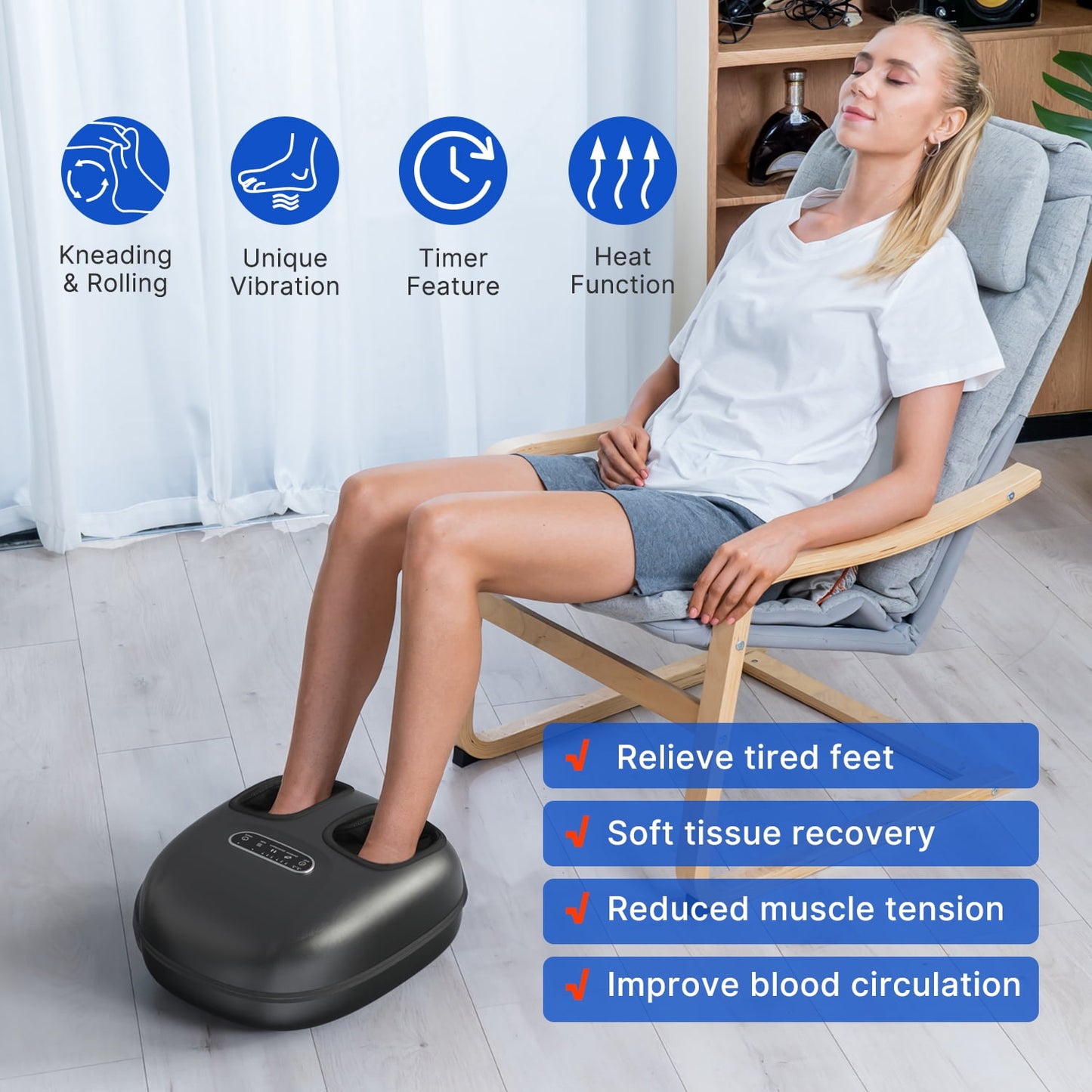 Renpho Shiatsu Foot Massager with Heat for Neuropathy Tired Foot Blood Circulation, FSA HSA Eligible, Birthday Gifts for Mom Dad Women Men, Black