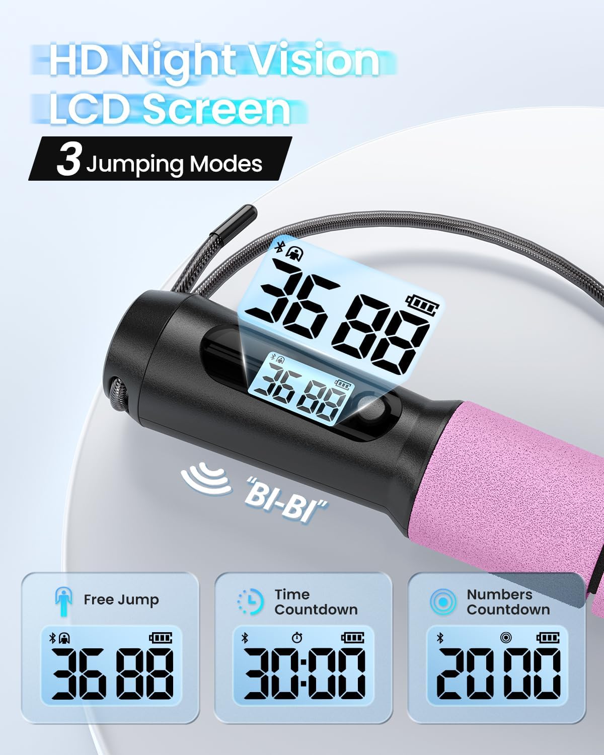 RENPHO Corda per saltare Smart Fitness Skipping Rope con analisi dei dati APP, corda per saltare allenamento, corda per saltare fitness, crossfit, sport professionale, corda per saltare