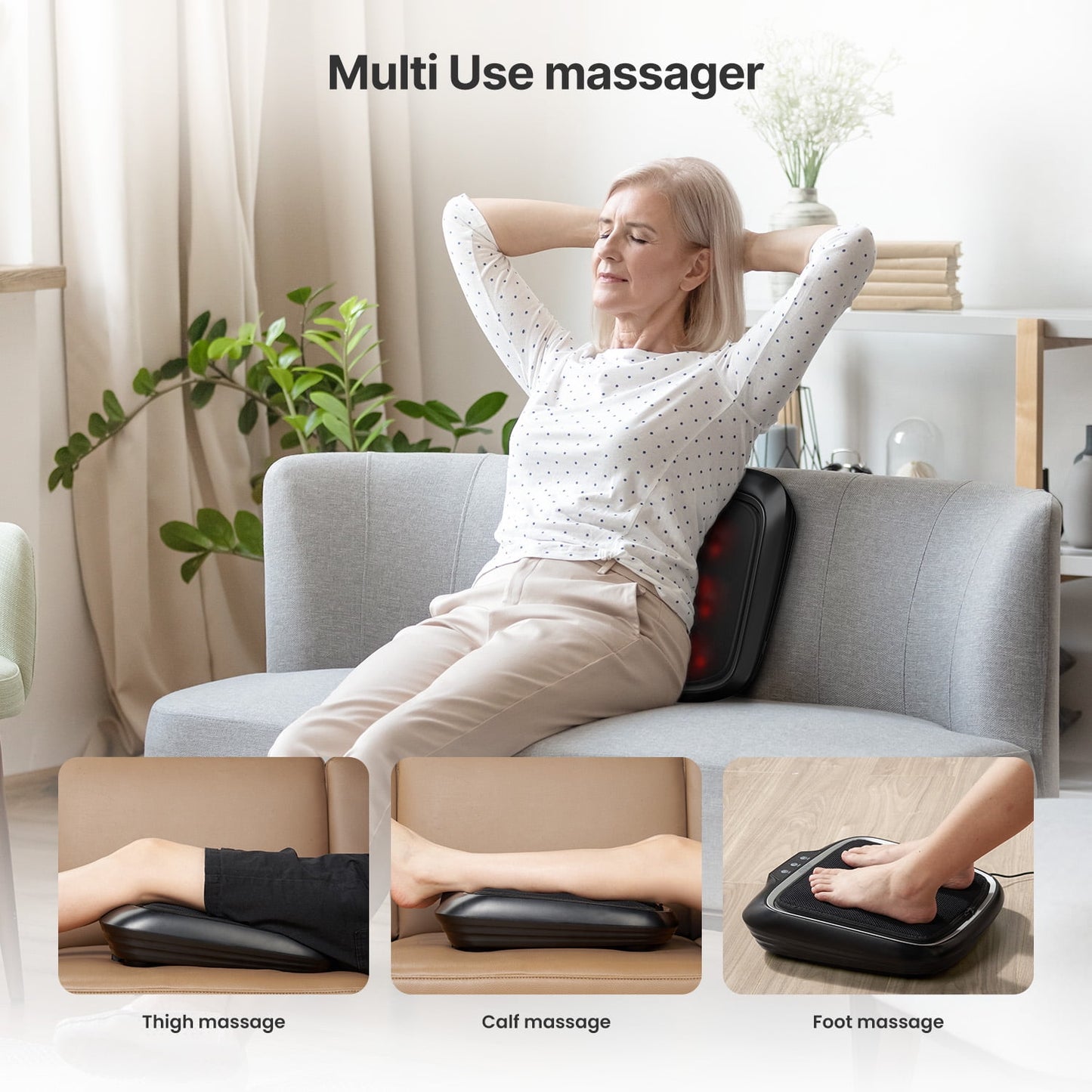 Foot Massager With Heat,Shiatsu Foot Massager For Circulation,Foot & Back Massager, Foot Warmer And Massager For Neuropathy Muscle Pain Relief, Plantar Fasciitis,Birthday Gifts for Dad and Mon