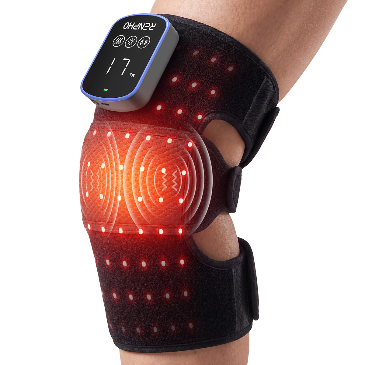 RENPHO Knee Massager with Heat & Red Light Therapy, 5000mAh Cordless Knee Brace, Heating Pad for Knee, 4 Levels of Heat, Vibration & Light Mode, FSA HSA Eligible