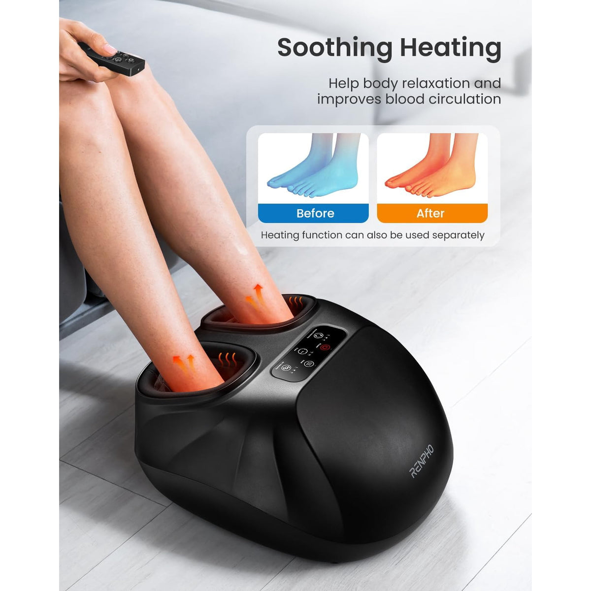 RENPHO Electric Shiatsu Foot Massager with Remote, Foot Massager Machine with Heat