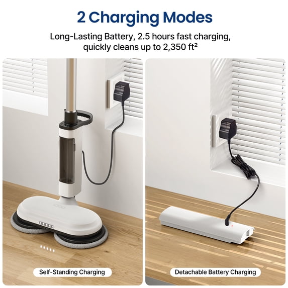 iDOO Cordless Electric Mop with Water Sprayer & LED Headlight, Dual-Motor, Self-Propelled, Effortless Clean & Waxing