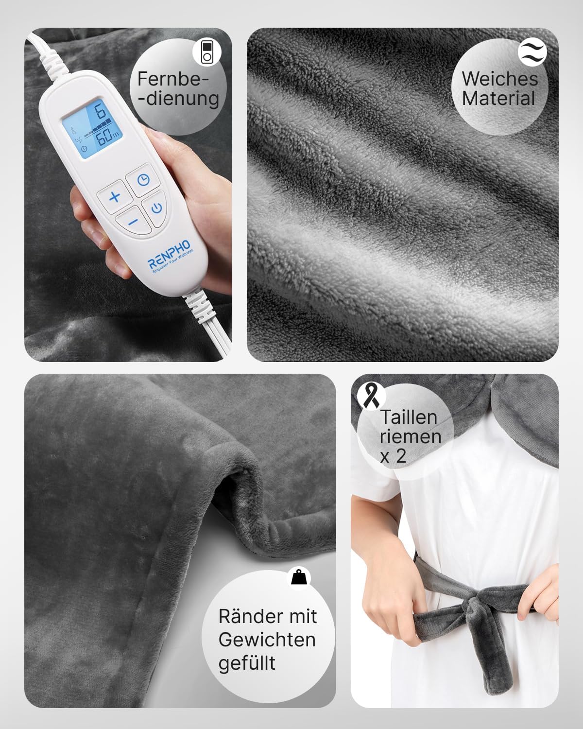 RENPHO Beschwertes Heizkissen für Nacken, Schultern & Rücken, Wärmeauflage