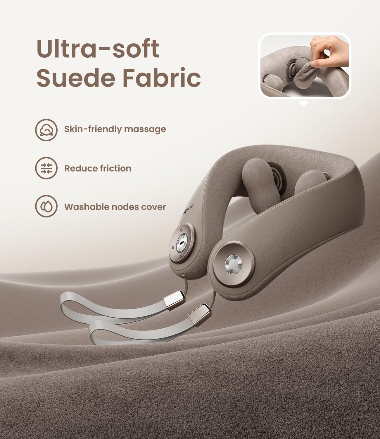 RENFO Massaggiatore per Collo con Calore, Senza Fili, Shiatsu Massaggio 6D, Massaggiatore Portatile, Massaggiatore per Viaggi Casa Ufficio