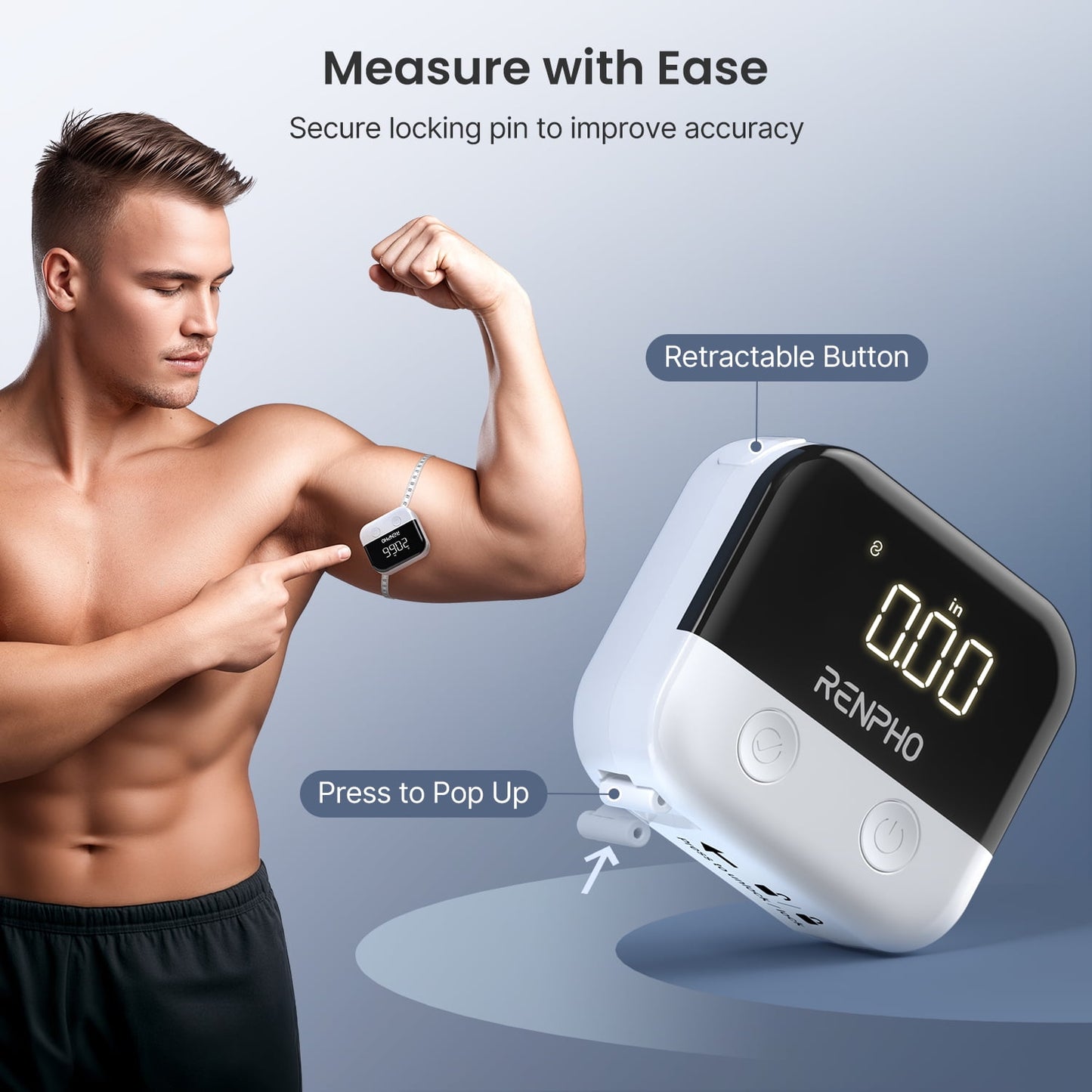 RENPHO Smart Tape Measure for Weight Loss, Bluetooth Fitness Equipment with App, Retractable