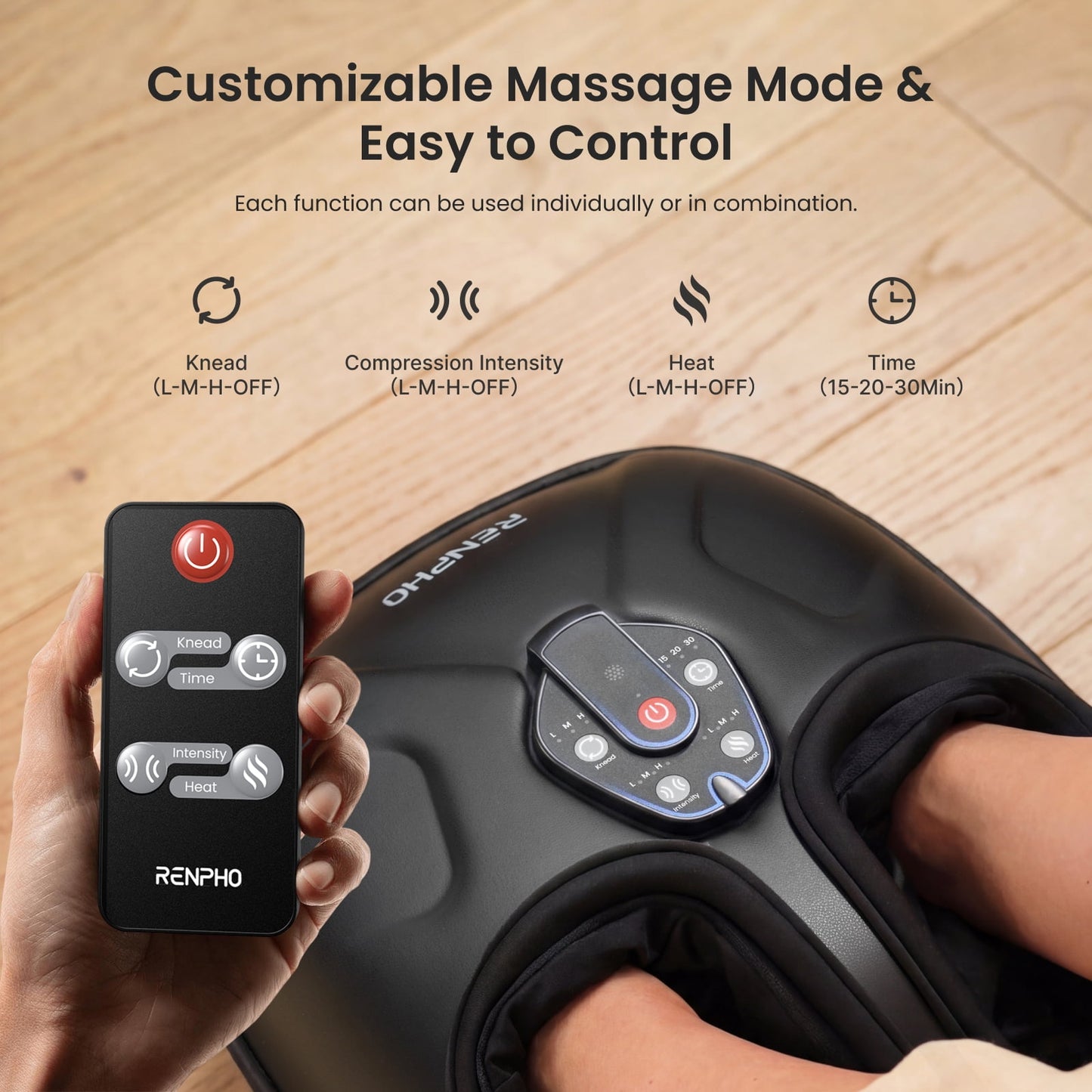 RENPHO Foot Massager with Heat, Shiatsu Foot Massager Machine for Neuropathy Pain and 10 Air Compression,FSA HSA Eligible Products, Valentines Day Gifts for Her Him