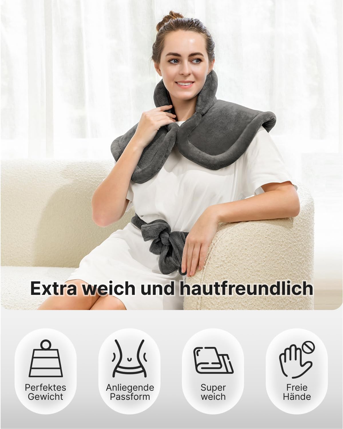 RENPHO Beschwertes Heizkissen für Nacken, Schultern & Rücken, Wärmeauflage