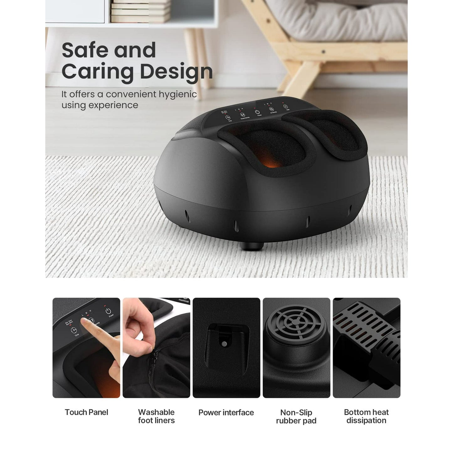 RENPHO Shiatsu Foot Massager Machine with Heat, Birthday Gifts for Mom Dad Men,Deep Kneading Therapy Improve Foot Wellness- Black