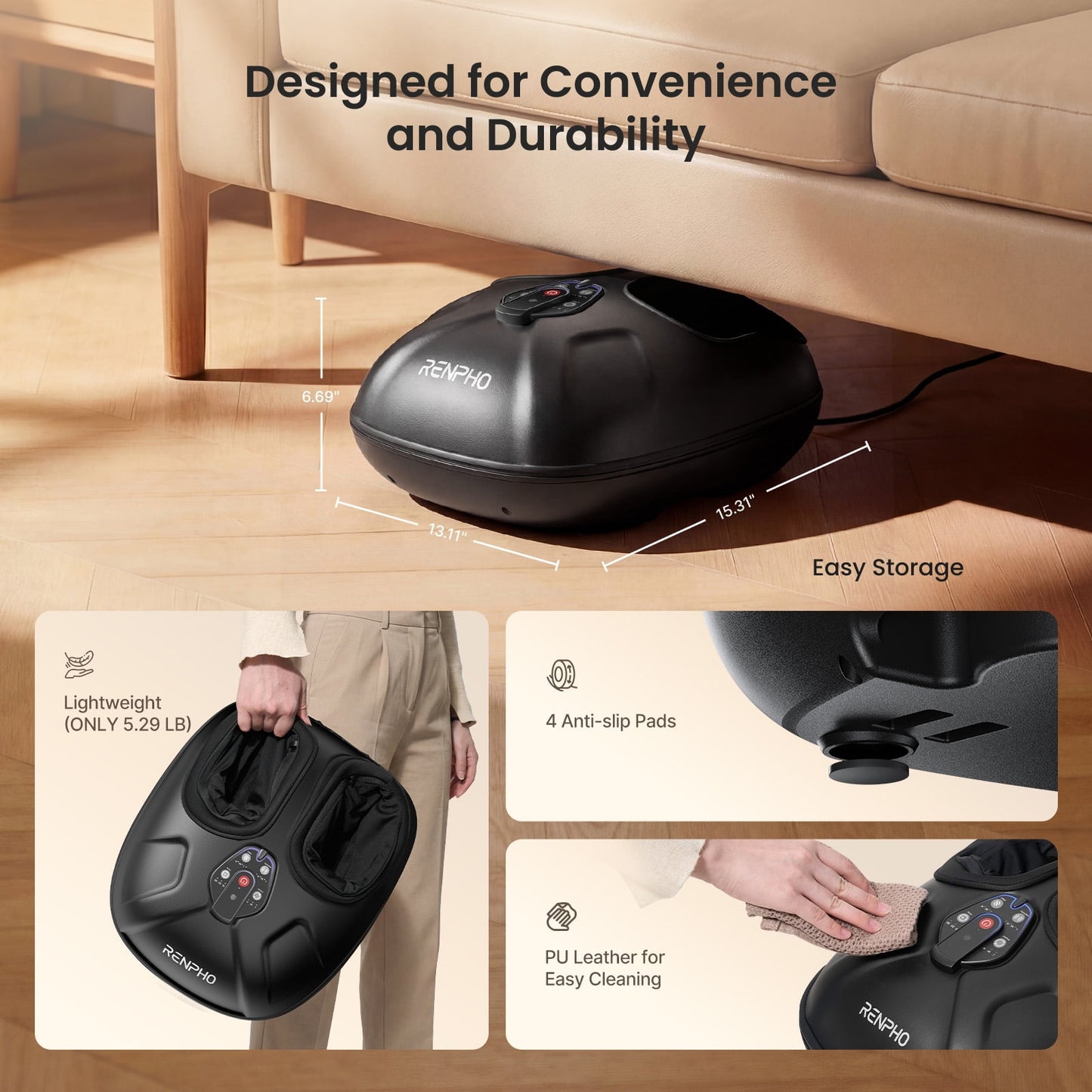 RENPHO Foot Massager with Heat, Shiatsu Foot Massager Machine for Neuropathy Pain and 10 Air Compression,FSA HSA Eligible Products, Valentines Day Gifts for Her Him