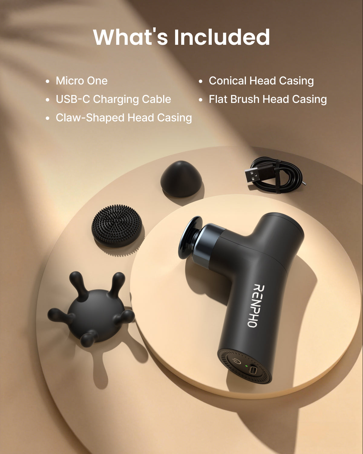 RENPHO Micro One Super Mini Massage Gun with 4 Speed Settings, Small Back Massager for Deep Tissue Muscle Relief, Percussion Massage Gun with Ergonomic Design,  Travel, Portable