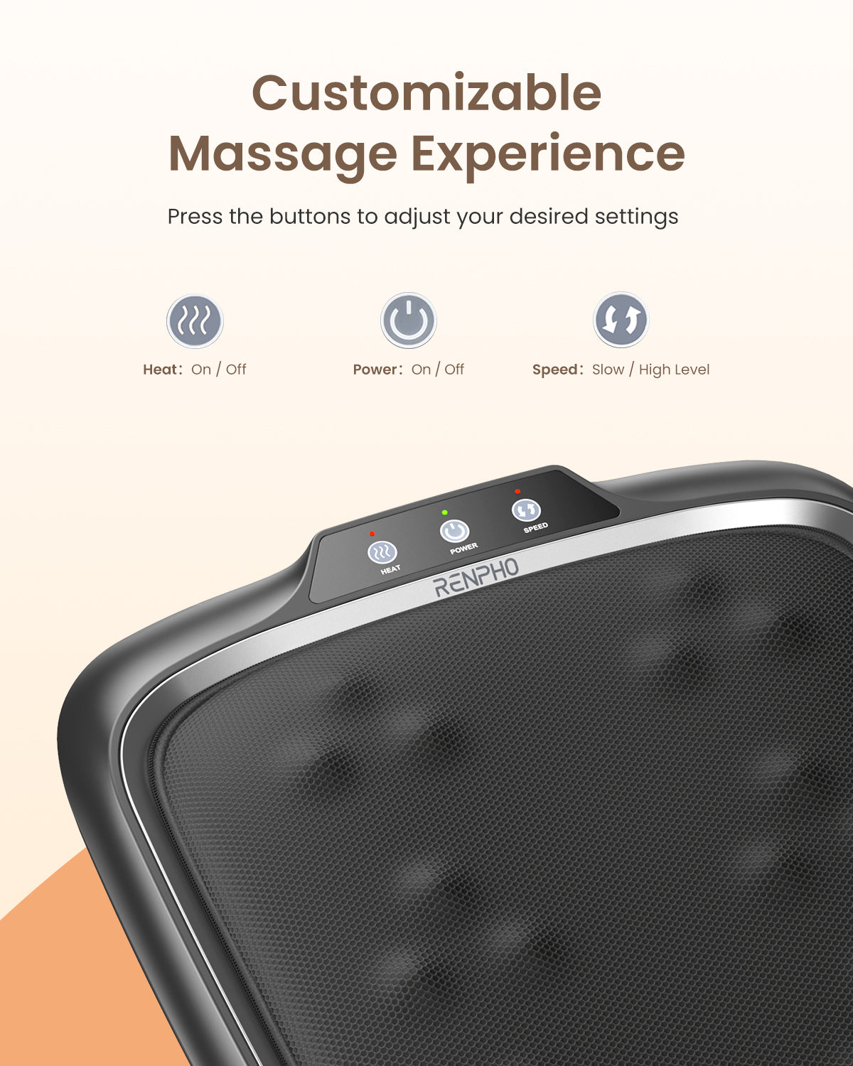 RENPHO Foot Massager with Heat, Shiatsu Heated Electric Foot Massager, Deep Kneading Feet & Back Massager for Muscle Pain Relief, Plantar Fasciitis, Home and Office Use Fit Size Feet up to 14