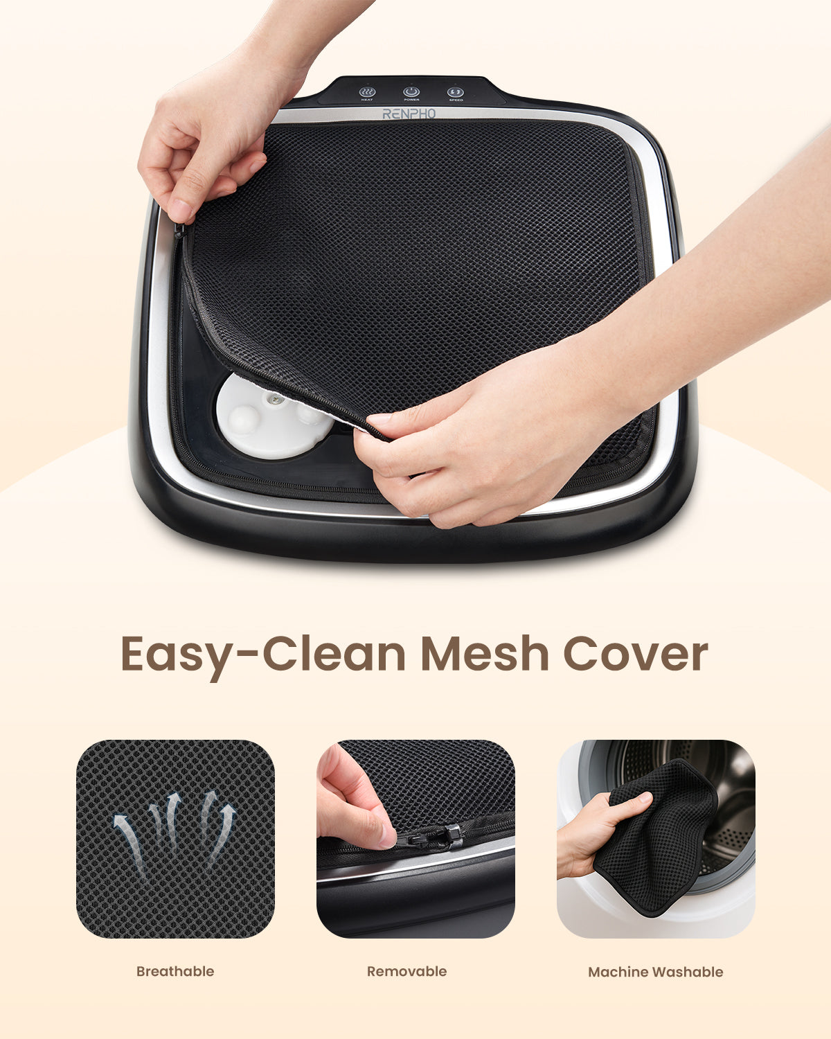 RENPHO Foot Massager with Heat, Shiatsu Heated Electric Foot Massager, Deep Kneading Feet & Back Massager for Muscle Pain Relief, Plantar Fasciitis, Home and Office Use Fit Size Feet up to 14