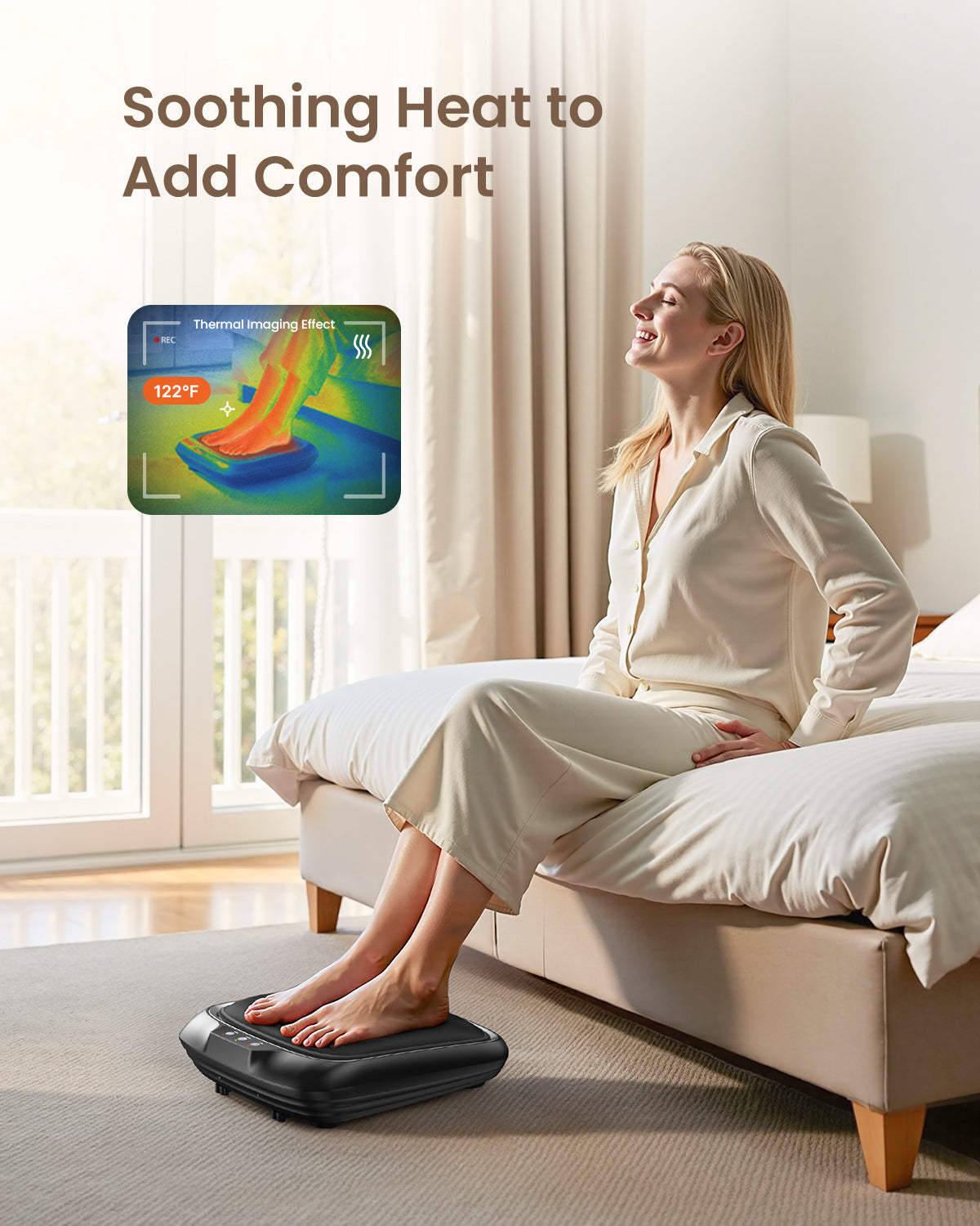 RENPHO Foot Massager with Heat, Shiatsu Heated Electric Foot Massager, Deep Kneading Feet & Back Massager for Muscle Pain Relief, Plantar Fasciitis, Home and Office Use Fit Size Feet up to 14