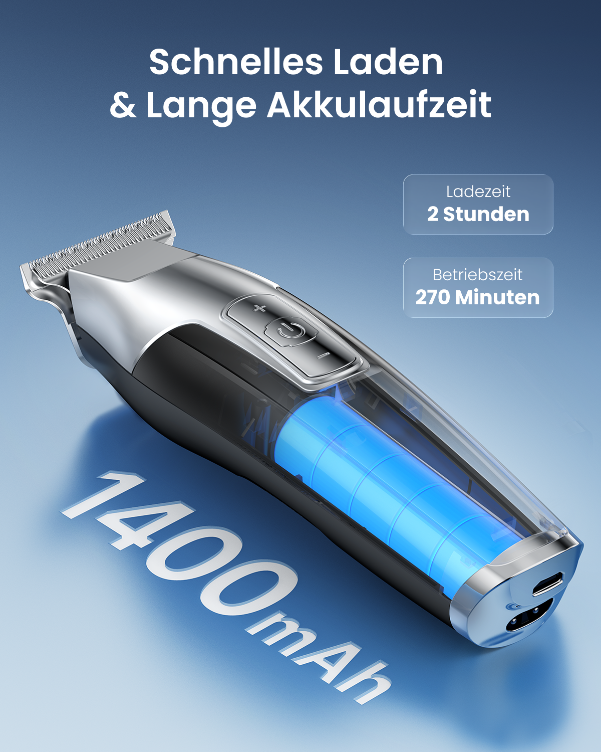 RENPHO Haarschneidemaschine, Barttrimmer Herren mit Scharfe Klingen, LED Anzeige Trimmer Herren, Leistungsstarker Motor mit Einstellbarer Geschwindigkeit, Vielfältiges Zubehör