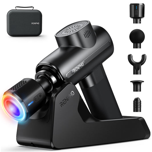 RENPHO Massage Gun Deep Tissue with Charging Stand, Heat and Cold Head, Percussion Body Muscle Masajeador for Athletes, Active Thermacool Deluxe