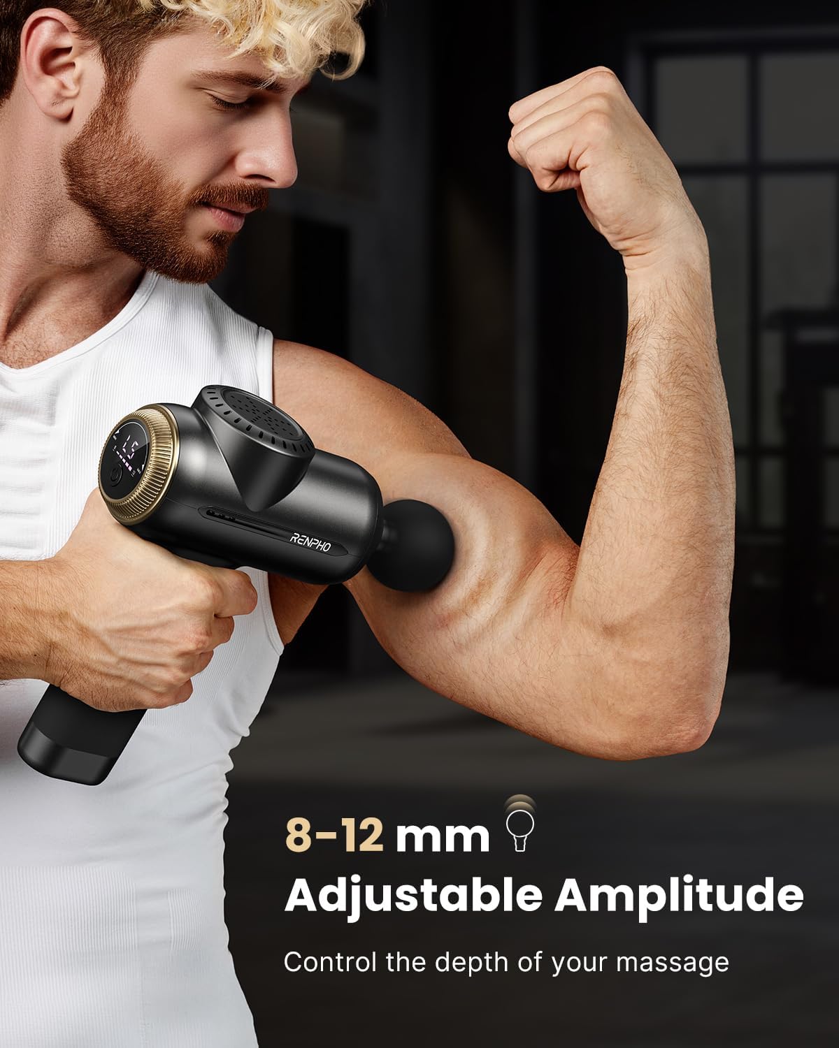 RENPHO Massage Gun with 8-12mm Adjustable Amplitude, Mothers Day Gifts from Daughter Son, Handheld Massager with Portable Travel Case for Athletes, ACTIVE EVO