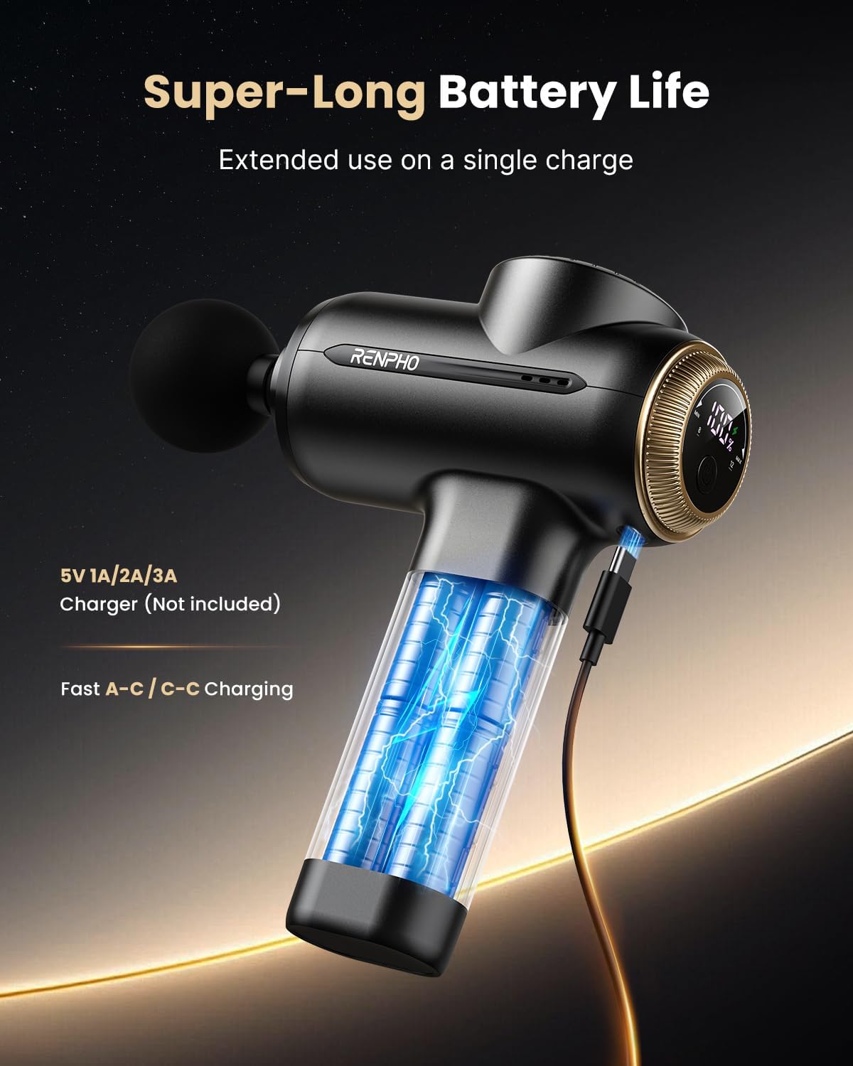 RENPHO Massage Gun with 8-12mm Adjustable Amplitude, Mothers Day Gifts from Daughter Son, Handheld Massager with Portable Travel Case for Athletes, ACTIVE EVO