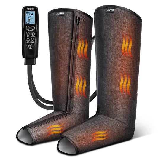 Masajeador de Piernas RENPHO con Compresión de Aire y Calor, 5 Intensidades, 5 Modos y Ajuste para Piernas Grandes, Alivio Para Piernas Cansadas y Tensas, Regalos Navidad Para Mujeres y Hombres