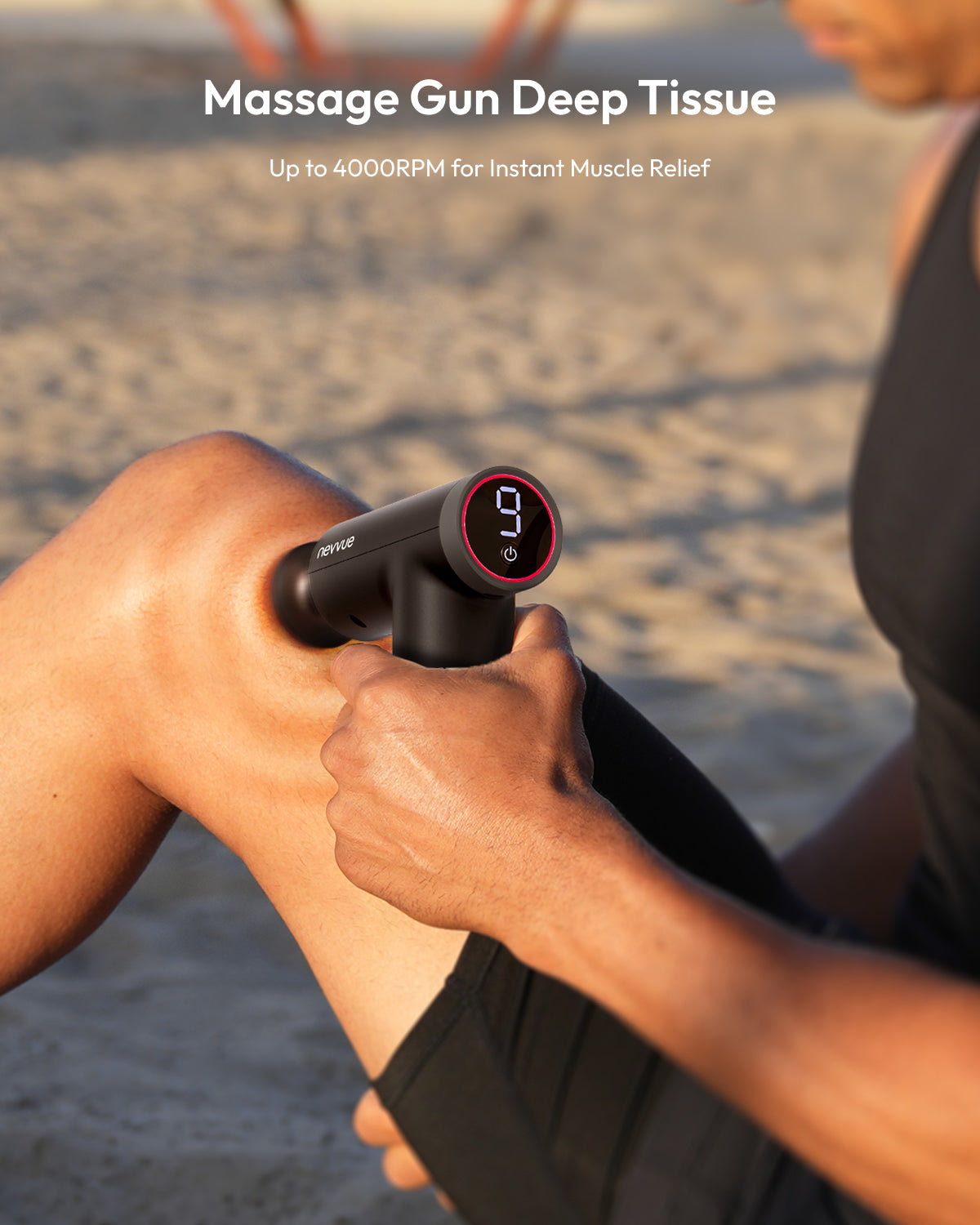 Mini Massage Gun with Heat,NEVVUE Deep Tissue Massager Gun with 9 Speeds and 4 Heads,Portable Percussion Muscle Massager Gun for Workout Relaxing Muscles for Gym Home,Black