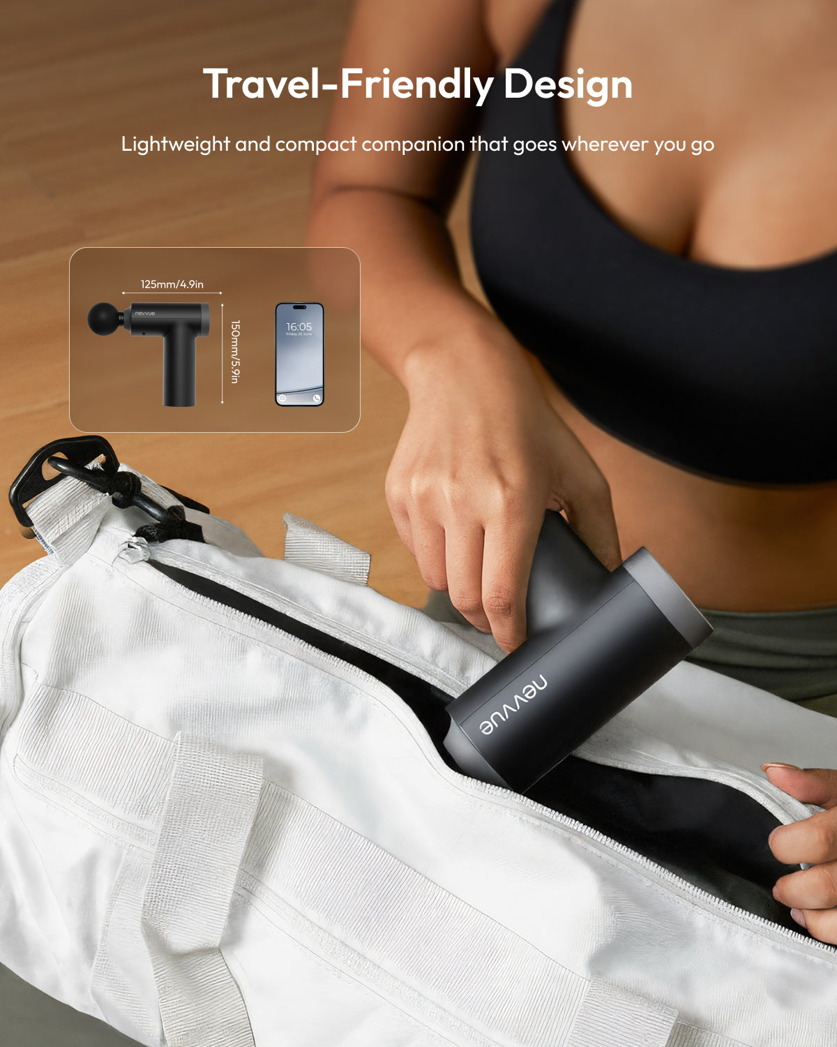Mini Massage Gun with Heat,NEVVUE Deep Tissue Massager Gun with 9 Speeds and 4 Heads,Portable Percussion Muscle Massager Gun for Workout Relaxing Muscles for Gym Home,Black