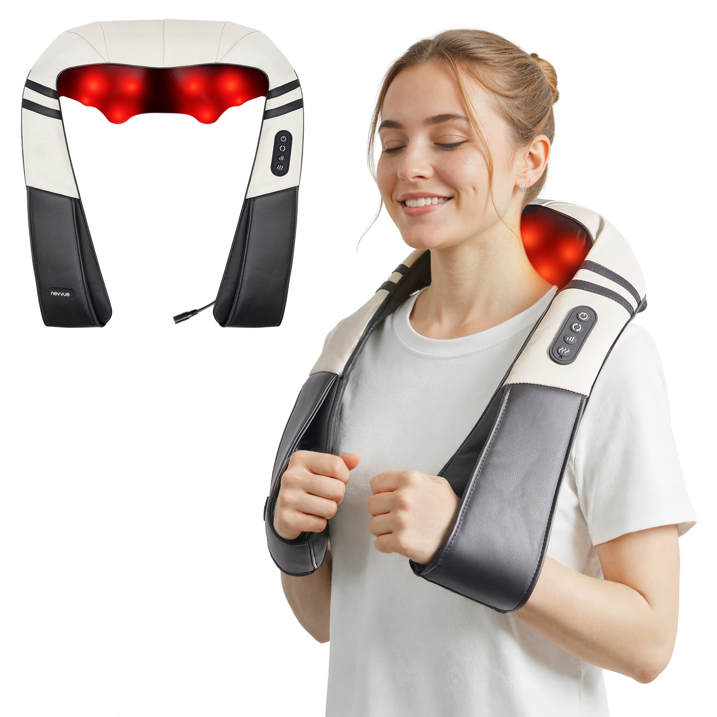 Neck Back Massager with Heat, Gift for Women/Men/Mom/Dad, 8 Node Electric Massager with Kneading for Neck, Shoulder, Back, Legs, Use at Home, Office, Car