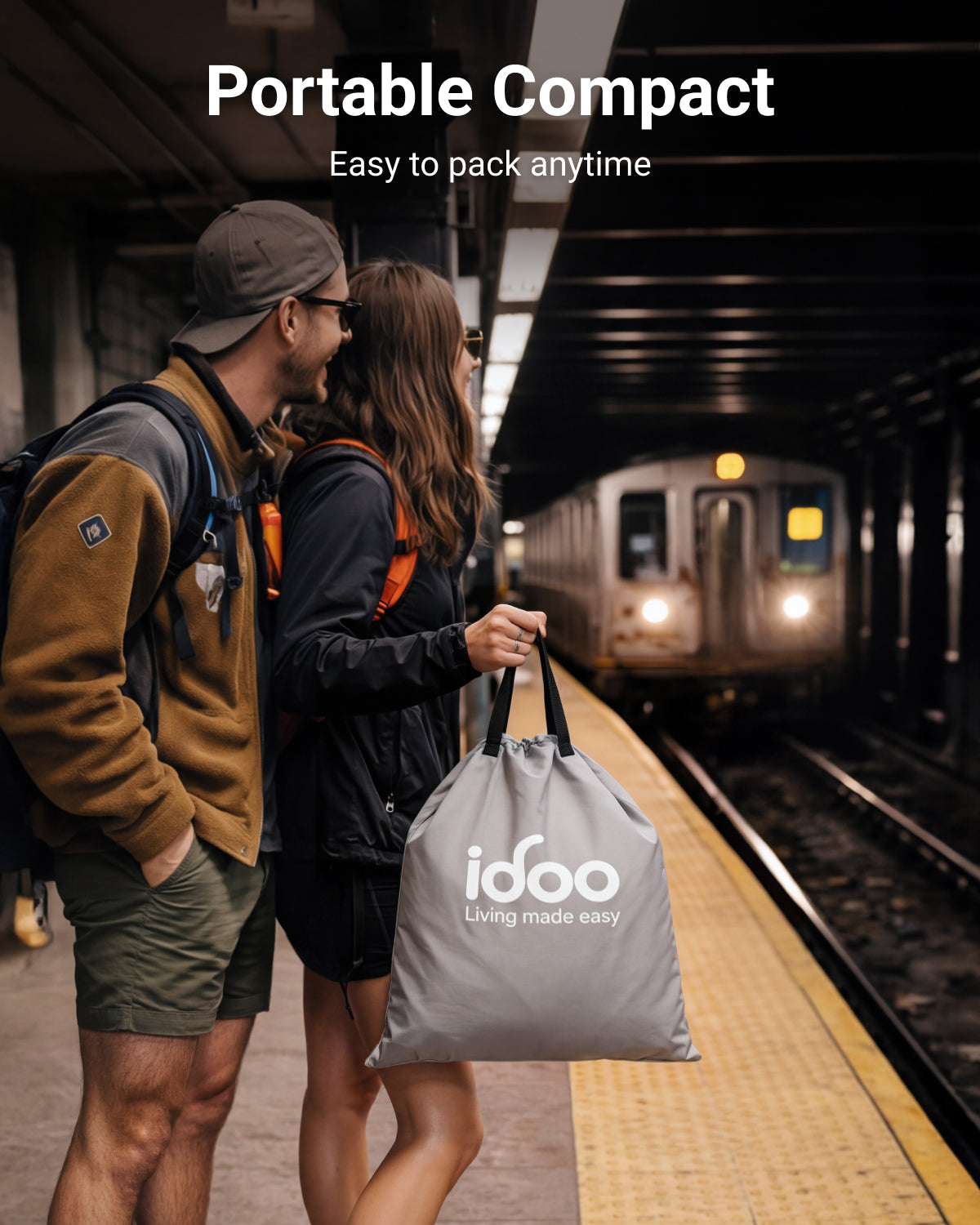 iDOO Single XL Camping Bed, Inflatable Air Mattress with Rechargeable Cordless Pump, Blow Up Mattress Self Inflating in 1.5 Mins, No Outlet Needed for Outdoor, Tent, LED Light, USB Charging inclued