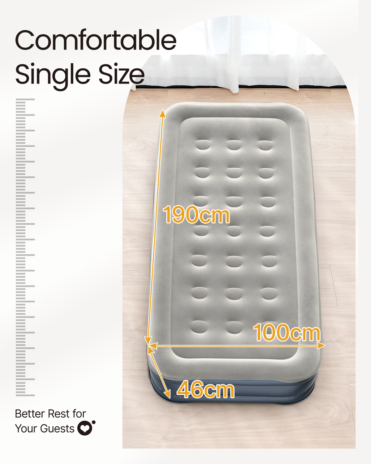 iDOO Single Air Bed, Inflatable Mattress with Built-in Electric Pump, 3 Mins Quick Self-Inflation/Deflation Guest Air Mattress, Blow Up Camping Bed for Home Portable Travel 190x100x46cm 250kg MAX