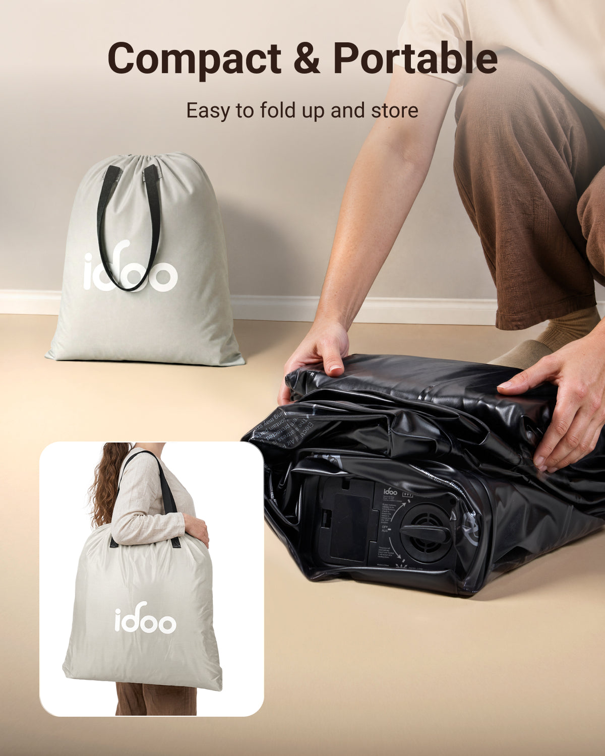 iDOO Single Size Airbed, Inflatable Air Mattress with Built-in Electric Pump, 3-Min Fast Inflation/Deflation, Portable Upgraded Blow Up Mattress for Home Guests, Camping & Travel, 190x99x46cm