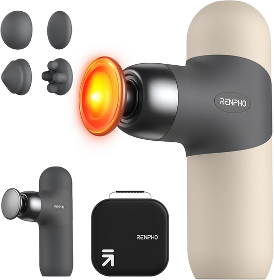 Mini Thermal Massage Gun with Heat, Portable Deep Tissue Percussion Massager, Color Silicone Sleeves Travel Size with Carry Case