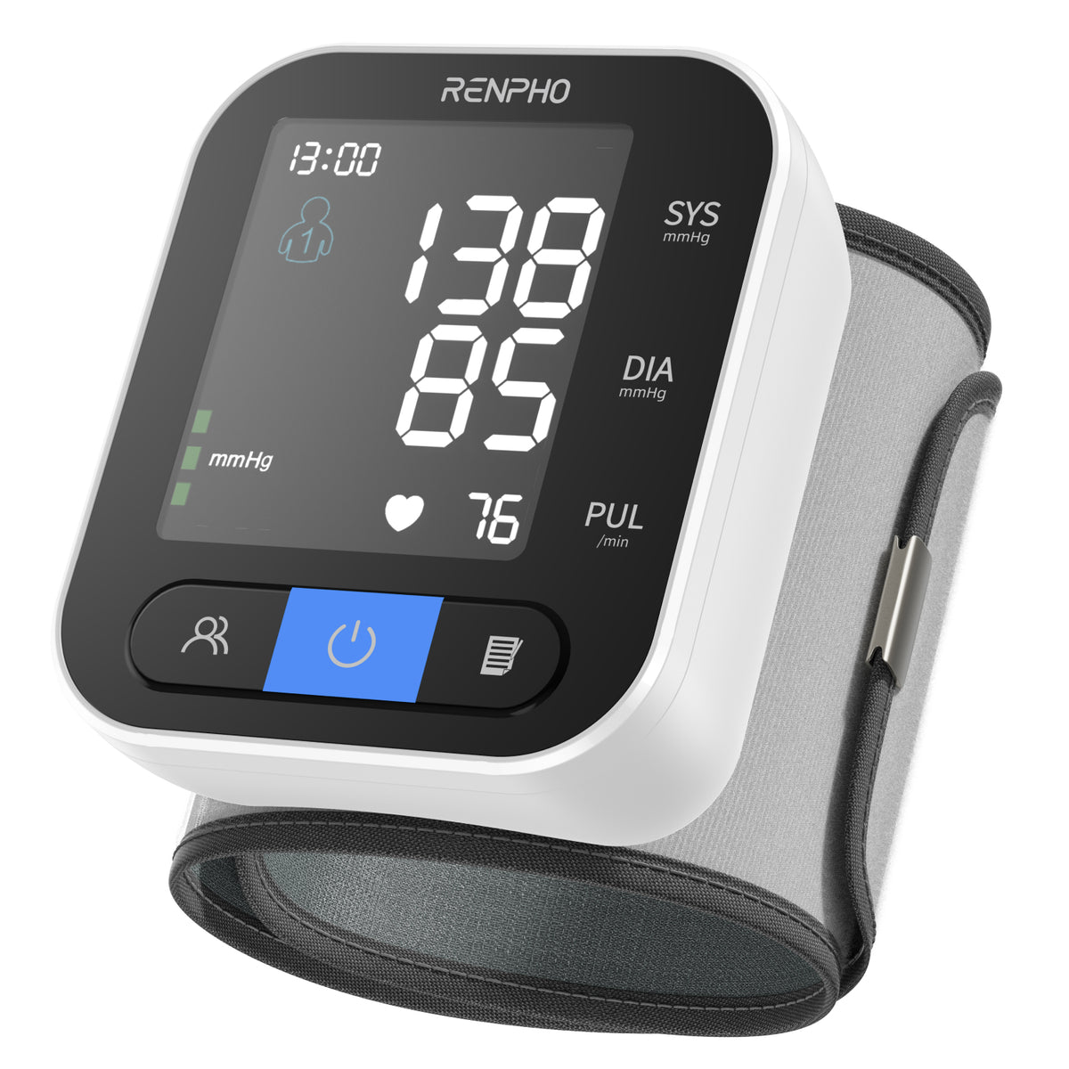 RENPHO Automatic Wrist Blood Pressure Monitor, Talking Large LCD, Adjustable Wrist Cuff, Digital Heart Rate, Portable BP Machine for Home & Travel