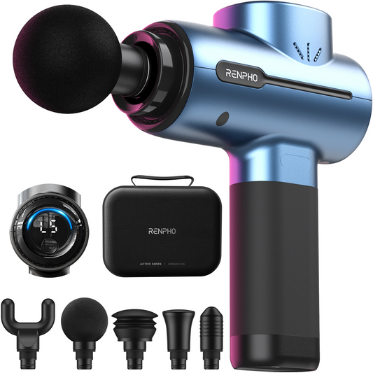 RENPHO Massage Gun Deep Tissue, Portable Percussion Massager for Back and Neck, Gifts for Men and Women, Handheld Device with Carry Case, Active