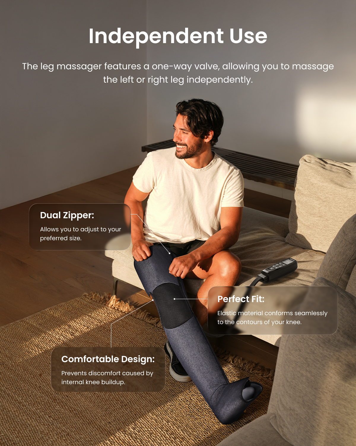 RENPHO Leg Massager with Air Compression, 360° Full Coverage, Feet & Calf & Thigh, Pressure Sensor, Dual/Single Leg Use, 3 Combo + 3 Independent Modes, 5 Intensities, Gifts for Women & Men