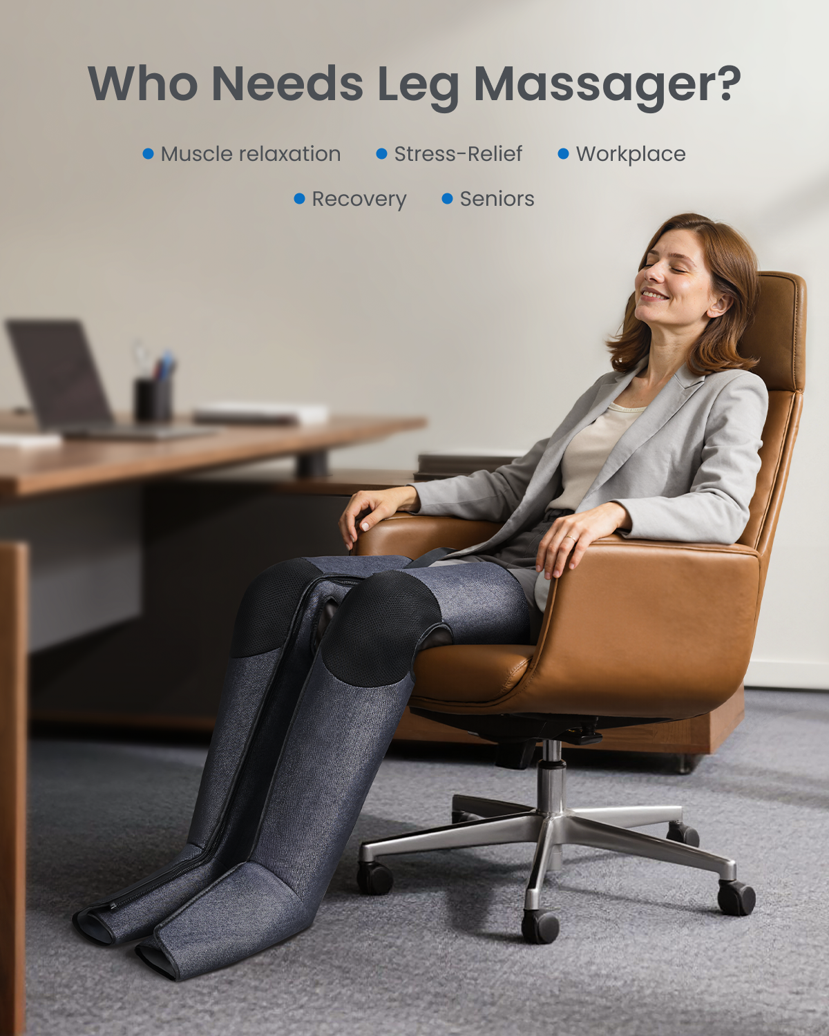 RENPHO Leg Massager with Air Compression, 360° Full Coverage, Feet & Calf & Thigh, Pressure Sensor, Dual/Single Leg Use, 3 Combo + 3 Independent Modes, 5 Intensities, Gifts for Women & Men