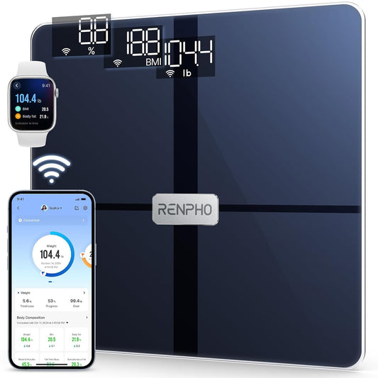 RENPHO WLAN-Smart-Waage Bluetooth Körperfettwaage, Personenwaage mit Körperfett und Muskelmasse, Wireless Körperanalysewaage & Überwacht 13 Körperwerte für Ihre Gesundheit, Elis Aspire