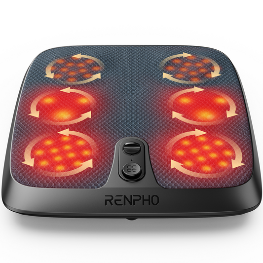 RENPHO Foot Massager with Heat, Birthday Gifts for Women Men, Shiatsu Electric Foot Massager, Deep Kneading Feet & Calf Massager, Quietly Used Under Desk as Ottoman, Home and Office Use