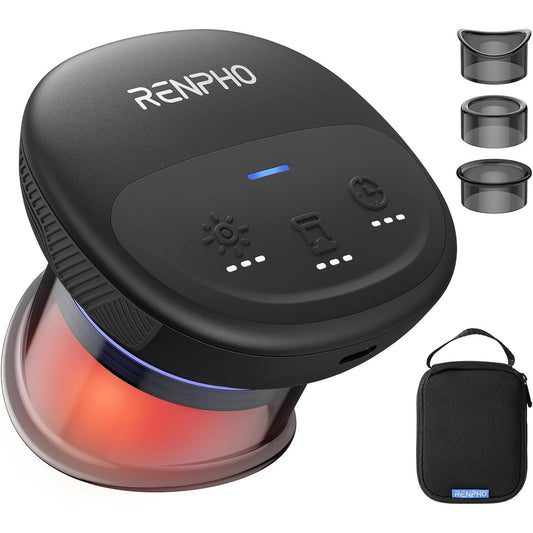RENPHO 4-in-1 Smart Cupping Massager Kit, 850nm Infrared Heating Electric Cupping Set with 3 Cups, Portable Electric Cupping with 70 min Runtime, Multi-Device Sync