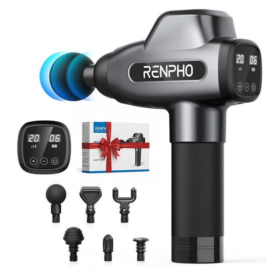 RENPHO Body Massager Muscle Massage Gun for Pain Relief Deep Tissue with 6 Massage Heads, FSA HSA Eligible, Christmas Gift for Men Women, Black